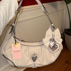 Juicy Couture Cream Shoulder Bag with Silver Accents